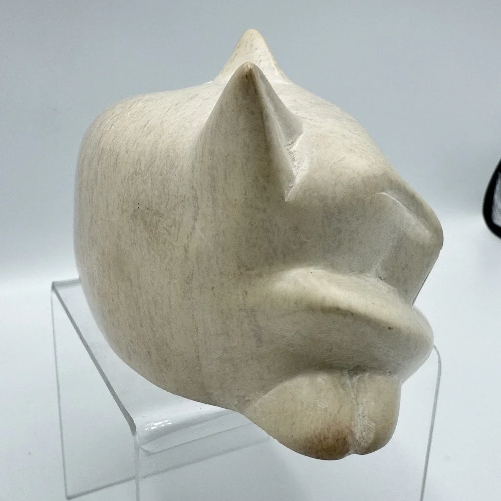 Hand Carved Soapstone Sleeping Cat Sculpture Ten Thousand Villages Kenya Decor